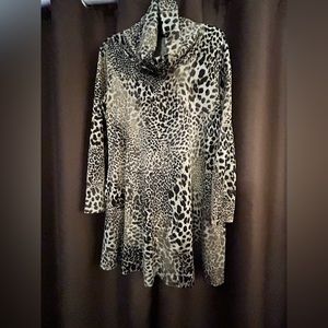 Long sleeve ,animal print ,cowl neck dress PXL apt 9